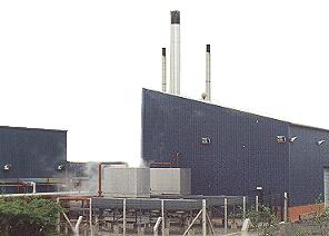 boilerhouse with cooling towers and radiators